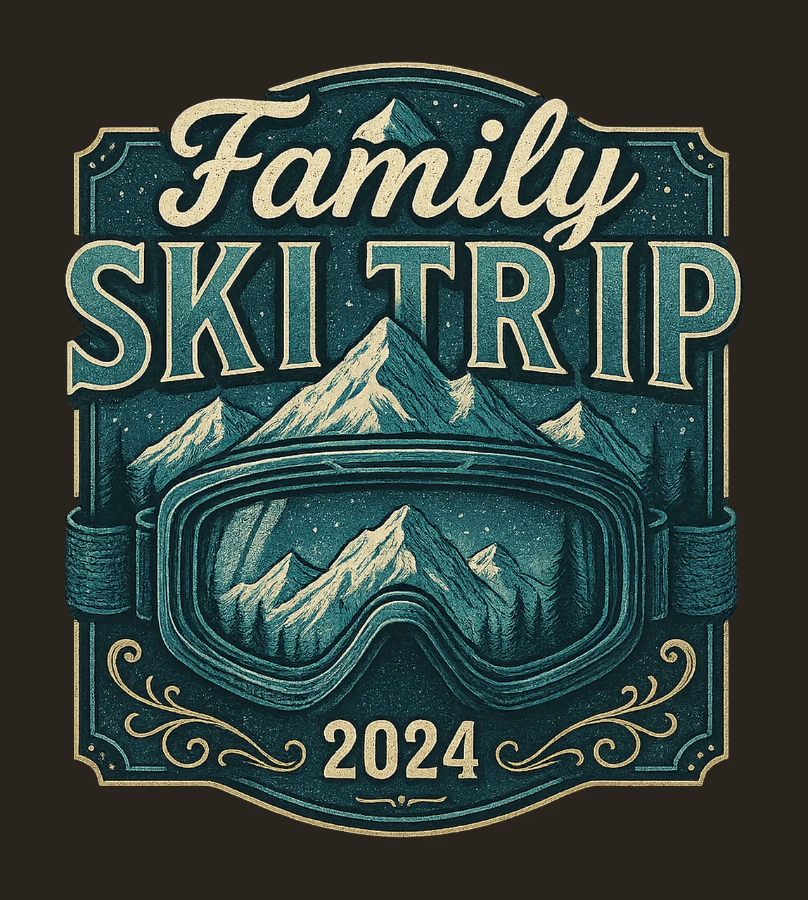Skiing Family Trip 2024 Funny Skiing Design Custom Name Ski contrast preview thumbnail