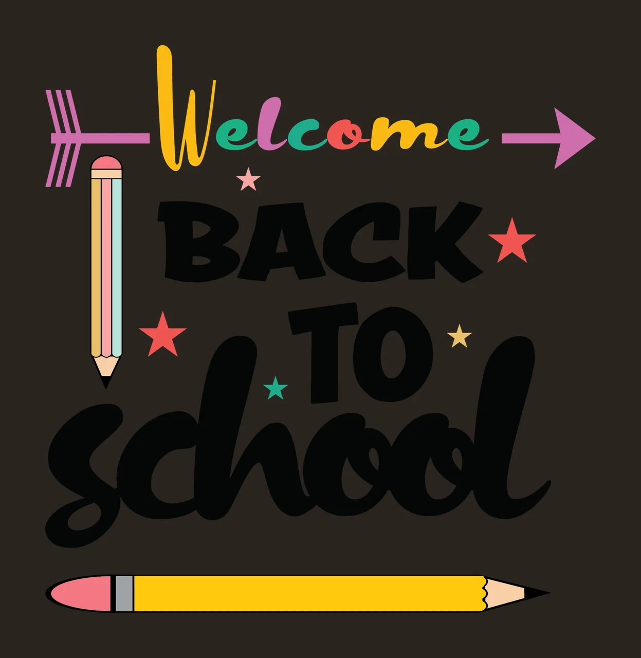 School Decorating With Pencil And Arrow In Black contrast preview thumbnail