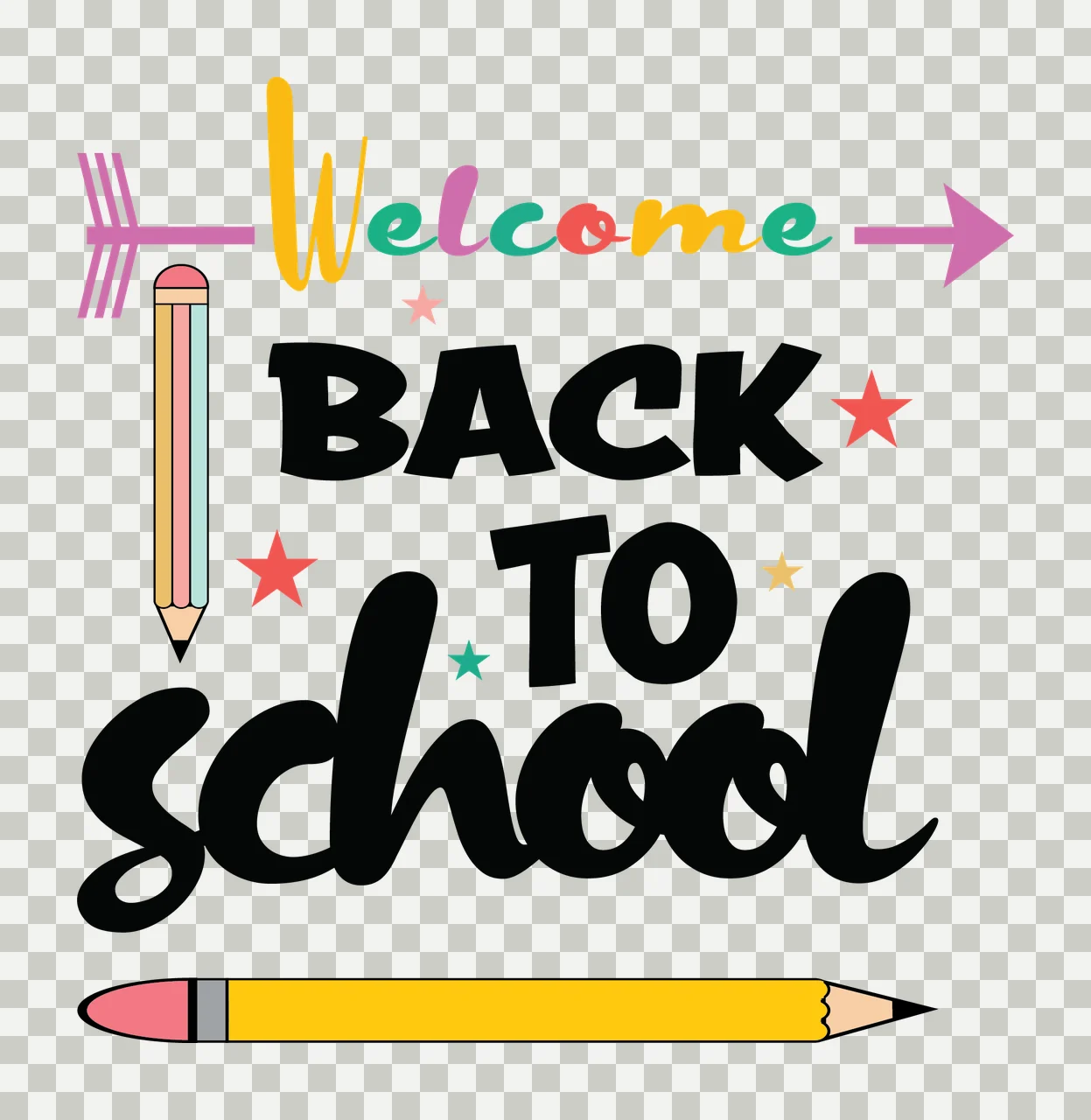 School Decorating With Pencil And Arrow In Black transparency and detail preview thumbnail