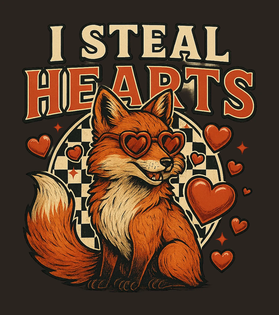 Steal Hearts Retro Valentine Design Kids Valentine contrast preview thumbnail