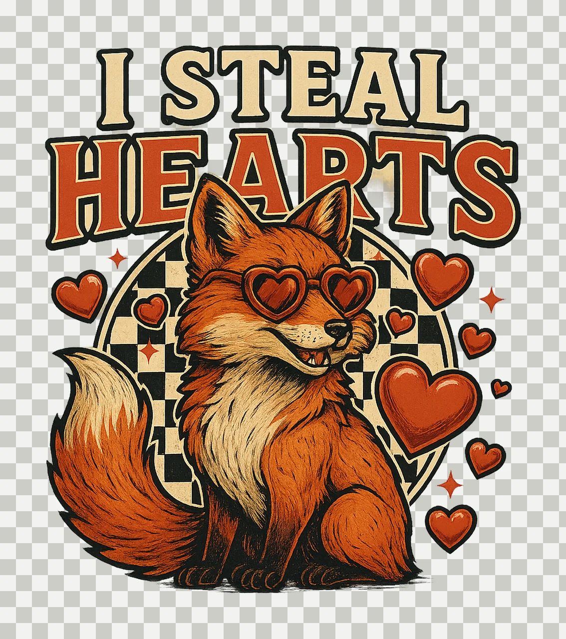 Steal Hearts Retro Valentine Design Kids Valentine transparency and detail preview thumbnail