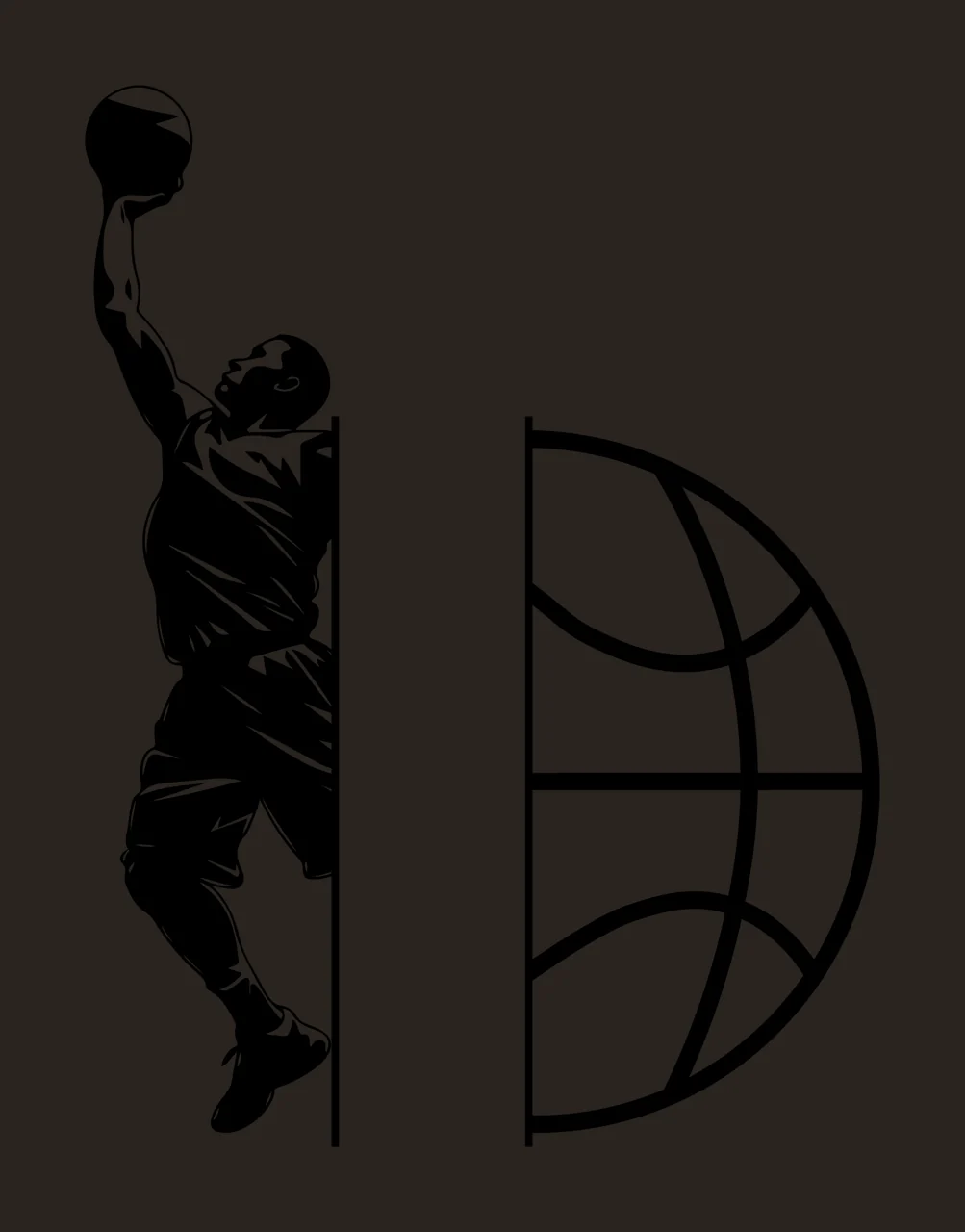 Ball Basketball Player Jumping vertical split silhouette black contrast preview thumbnail