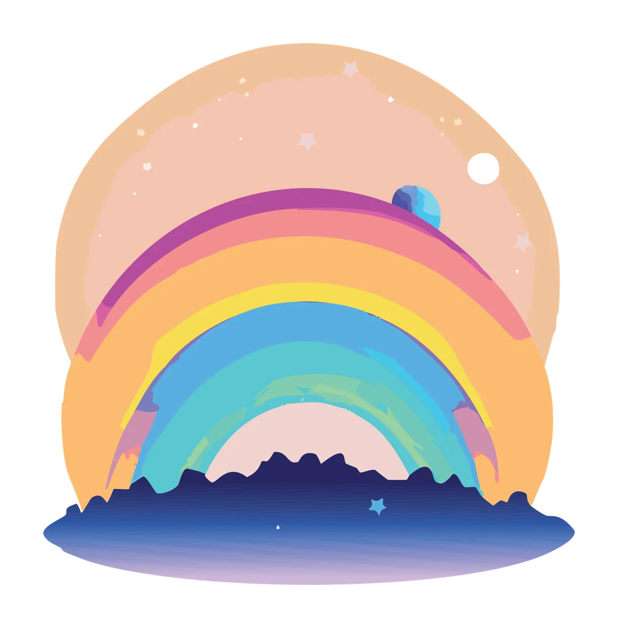 Black Semicircle With Celestial Arc Lines arcs stars planet