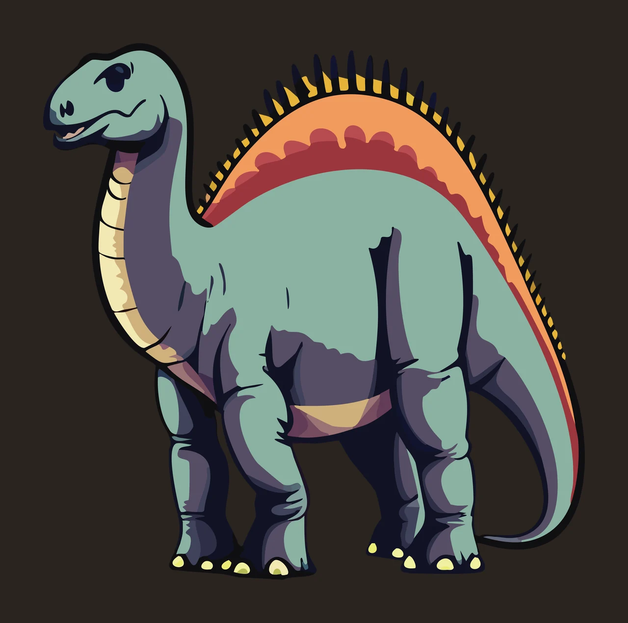 Dinosaur Sturdy Spined Graphic Silhouette standing spine fins contrast preview thumbnail