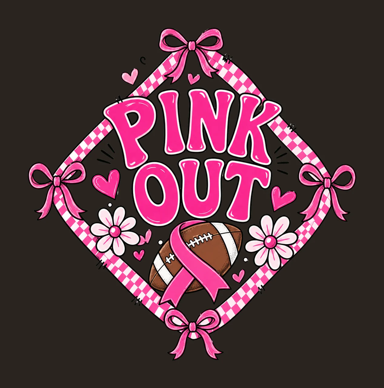 Preppy Football Pink Out Coquette Breast Cancer Variation B contrast preview thumbnail