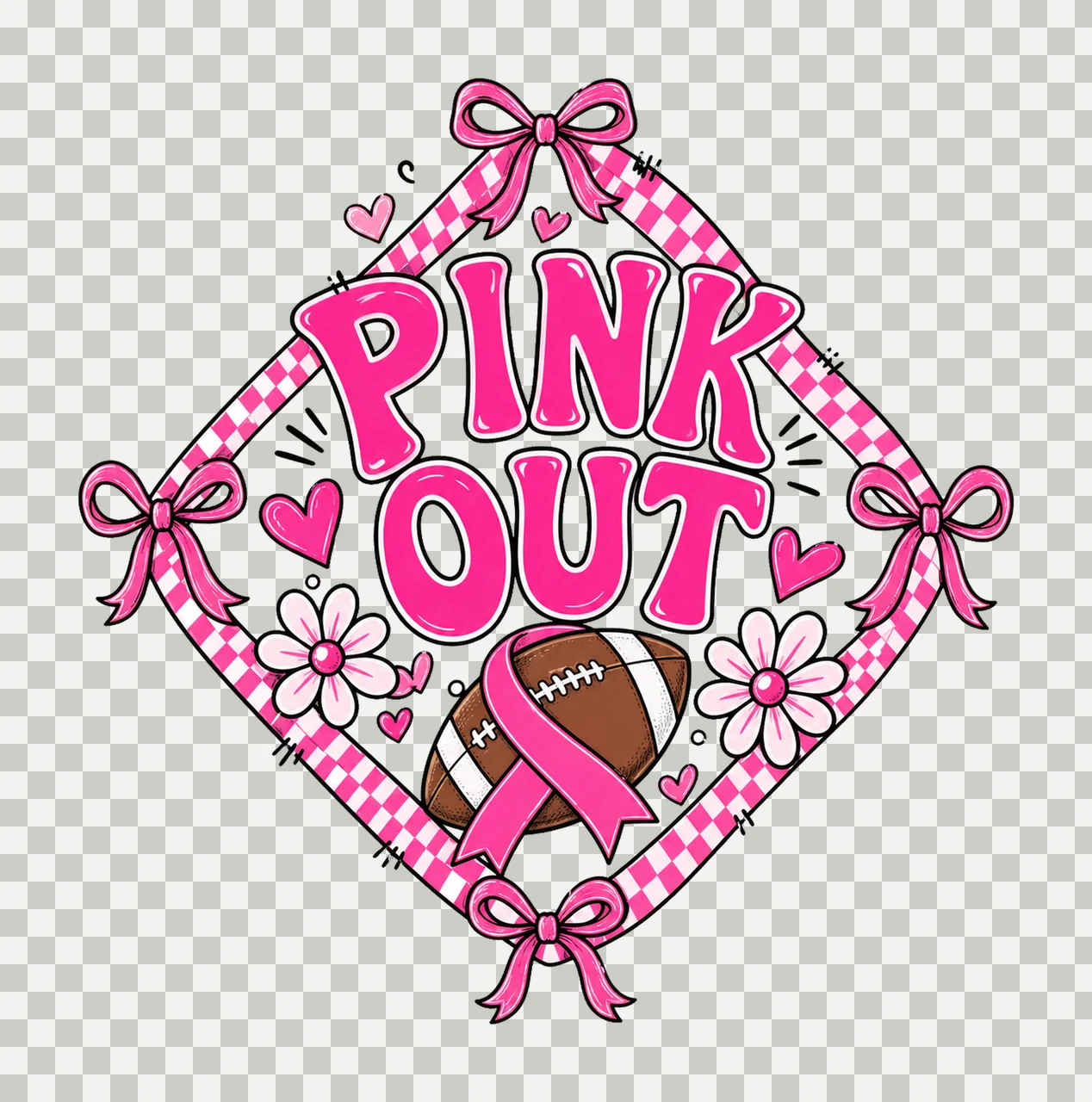 Preppy Football Pink Out Coquette Breast Cancer Variation B transparency and detail preview thumbnail