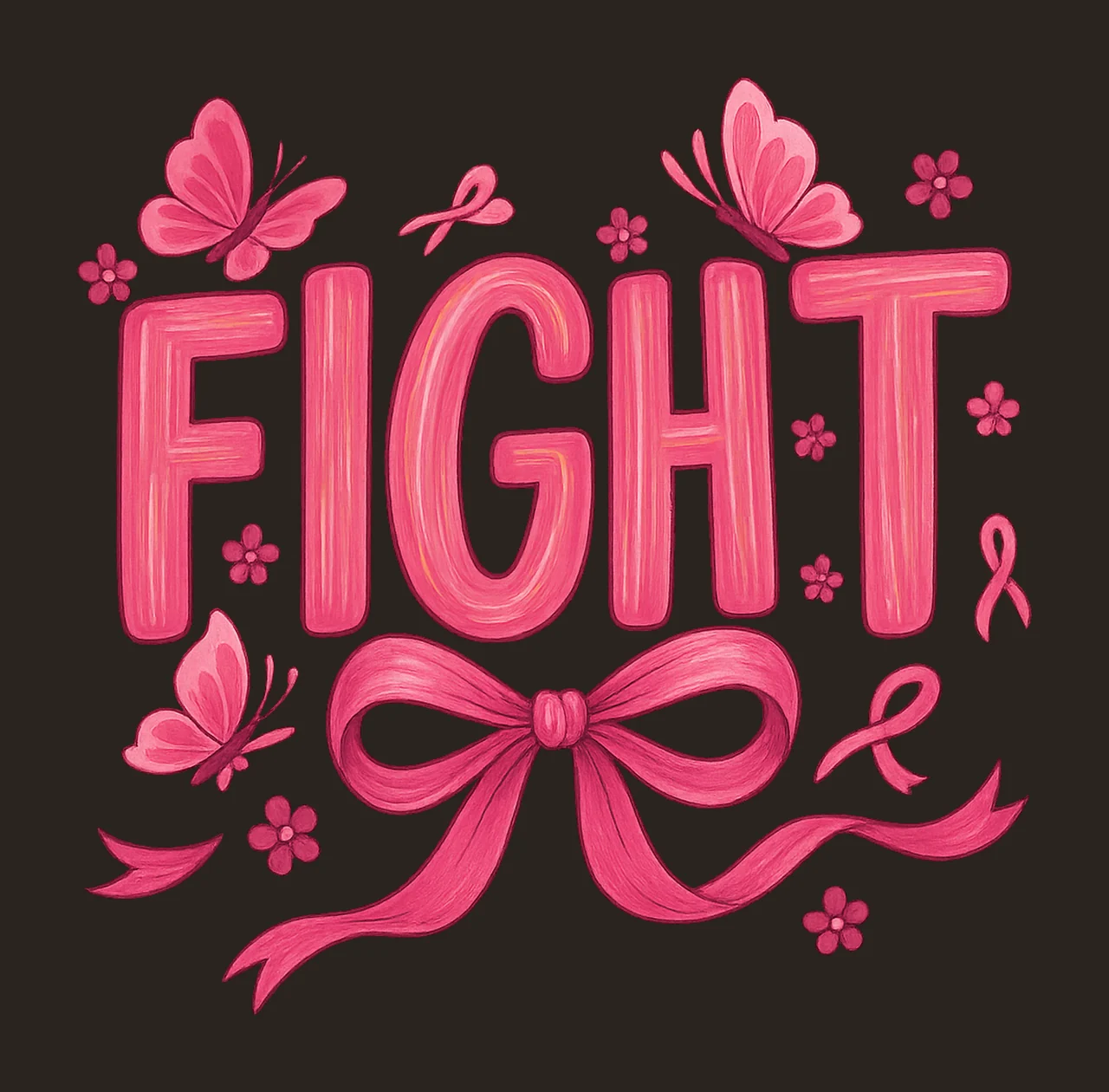 Preppy Fight Coquette Breast Cancer Awareness Pink Ribbon contrast preview thumbnail