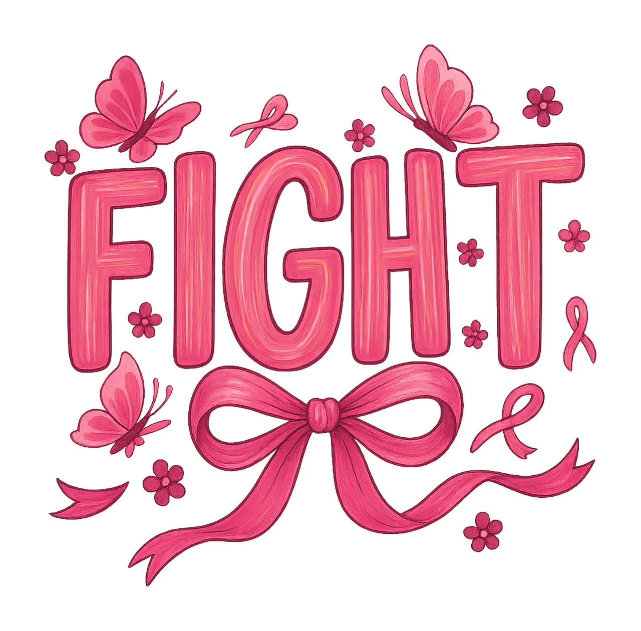 Preppy Fight Coquette Breast Cancer Awareness Pink Ribbon
