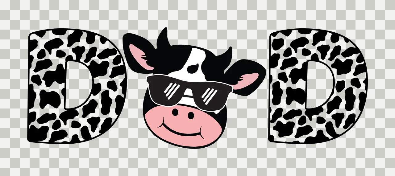 Cow D D Two Letters With Print letter head silhouette black transparency and detail preview thumbnail