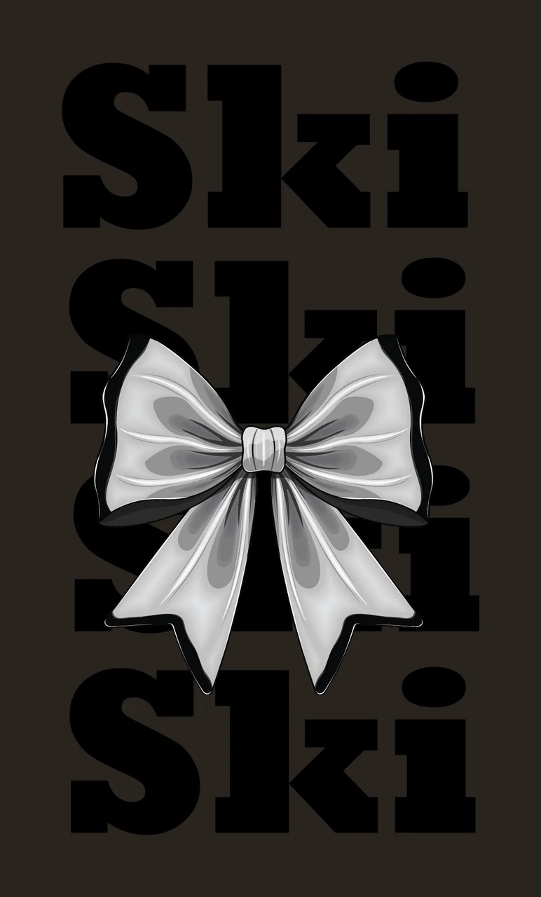 Ski Ski Ski Word Repeated With Bow Silhouette text and vertical contrast preview thumbnail
