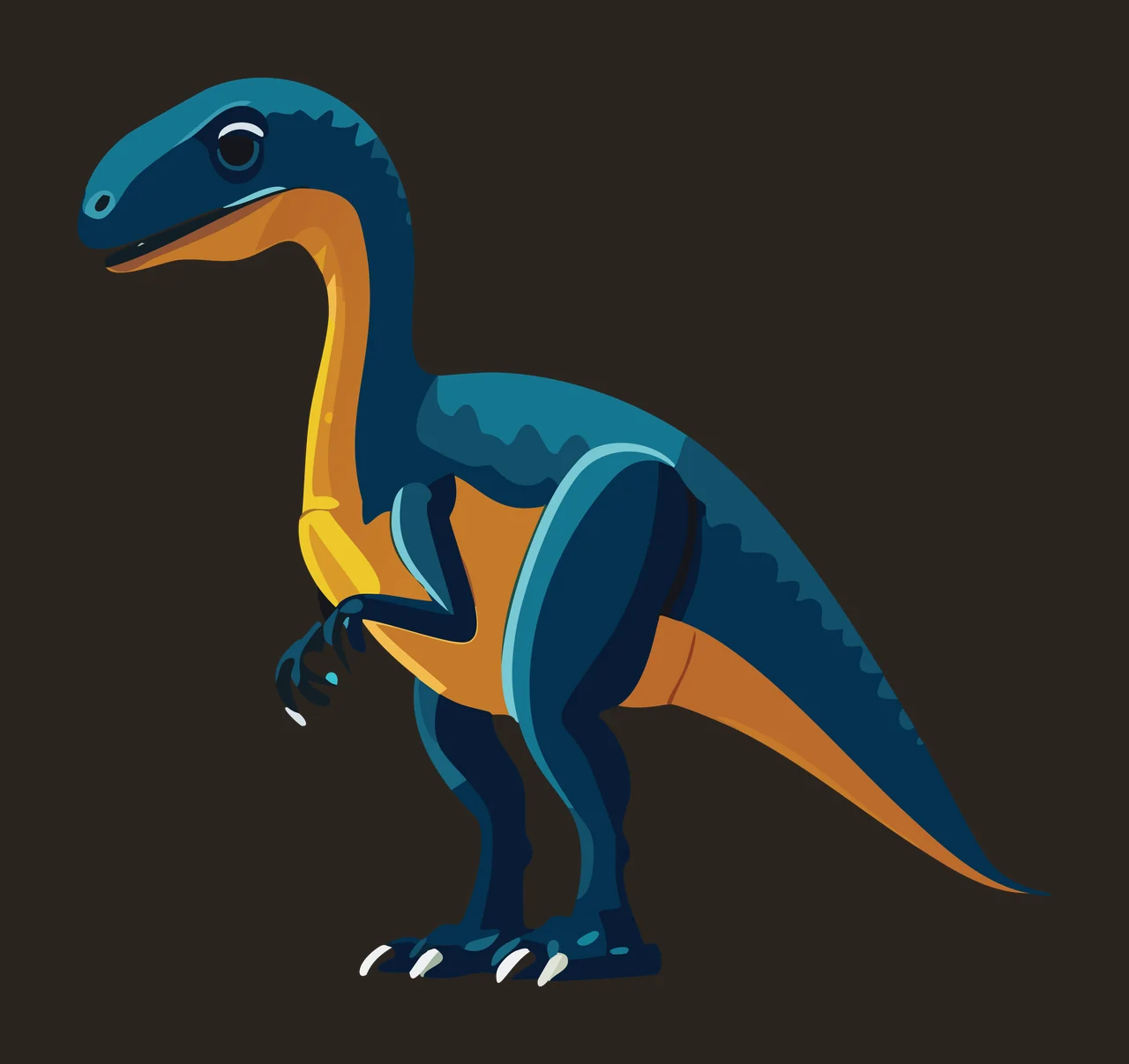 Dinosaur Silhouette In Profile View standing claws tail solid contrast preview thumbnail