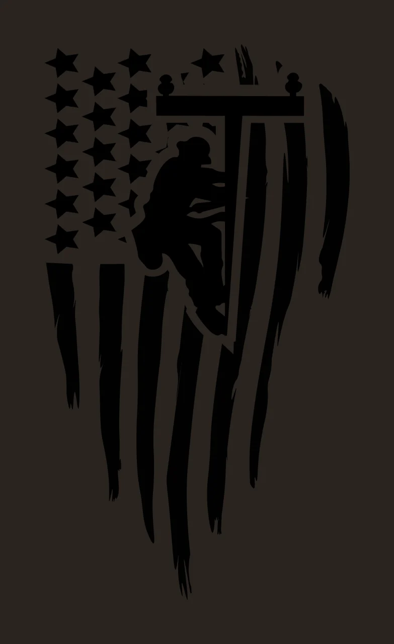 Line Lineman Climbing Utility Pole American Flag worker silhouette contrast preview thumbnail