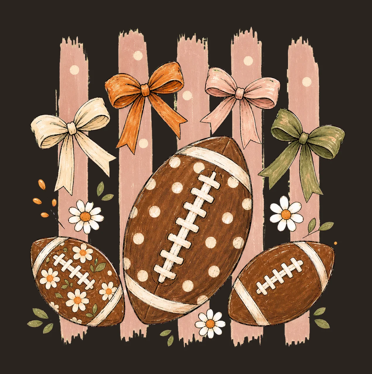 Striped Football Polka Dot Bows sublimation Variation C contrast preview thumbnail