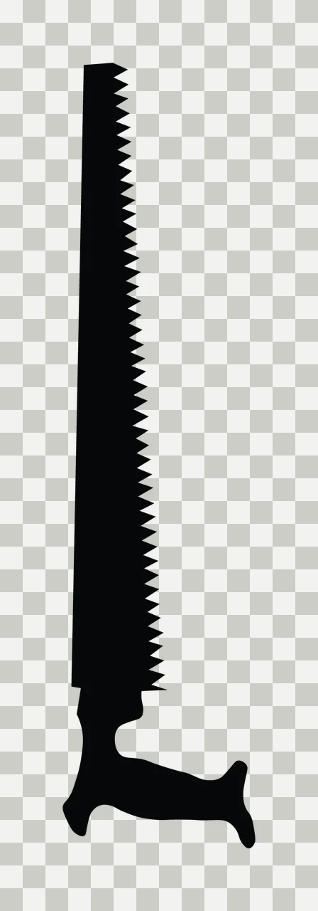 Vertical Hand Saw With A Serrated Blade handle silhouette black transparency and detail preview thumbnail