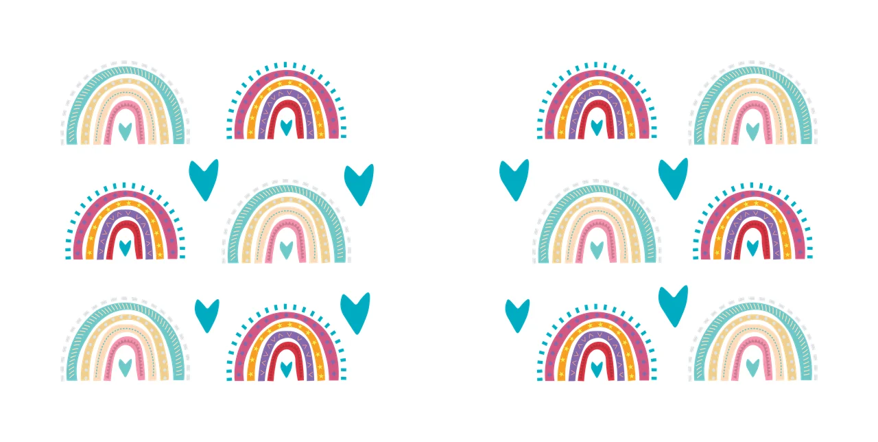 Rainbow Can Glass Wrap And Heart Line Patterns repeated black