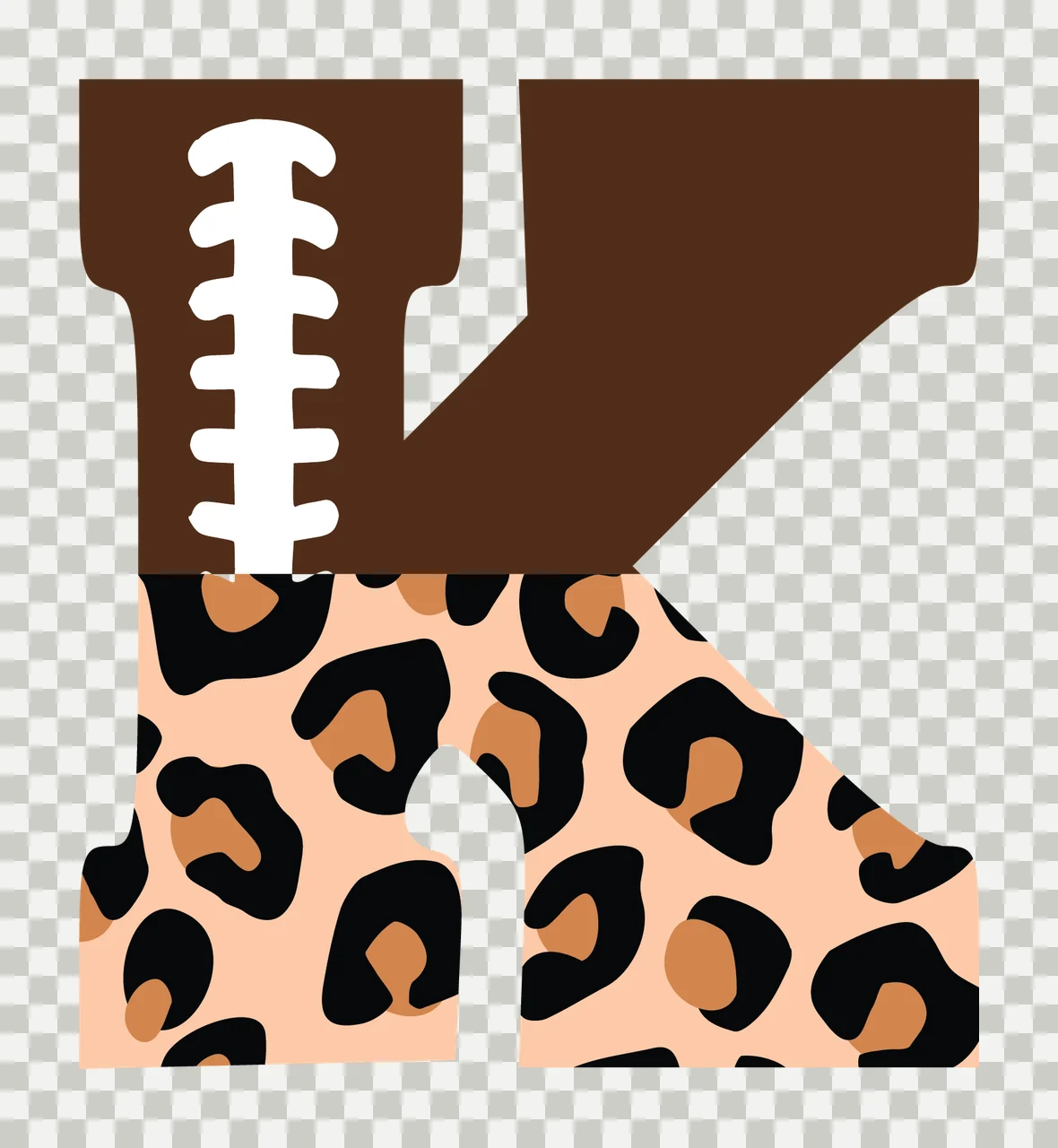 Football Font Half Leopard Character 01 american gridiron touchdown transparency and detail preview thumbnail