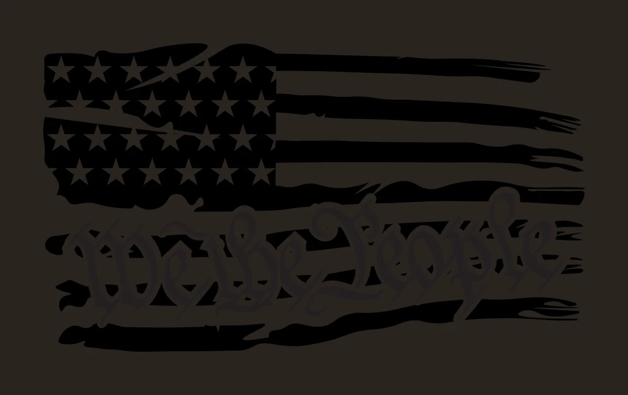 We The People Distressed Flag Monochrome stars stripes black contrast preview thumbnail