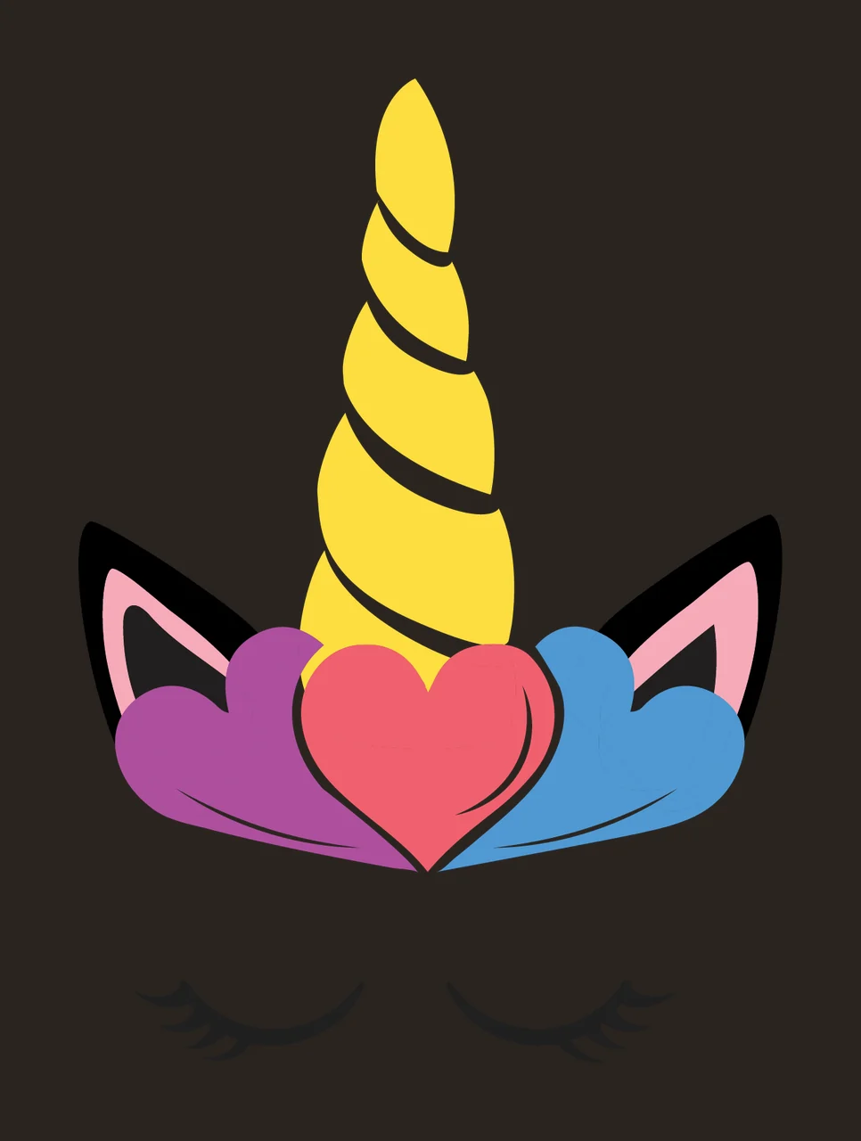 Unicorn Silhouette With Heart Decoration standing horn ears contrast preview thumbnail