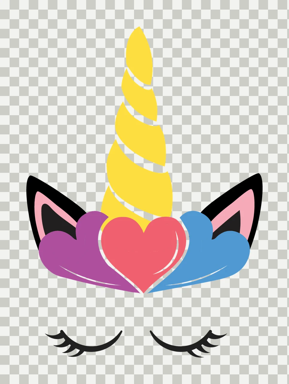 Unicorn Silhouette With Heart Decoration standing horn ears transparency and detail preview thumbnail