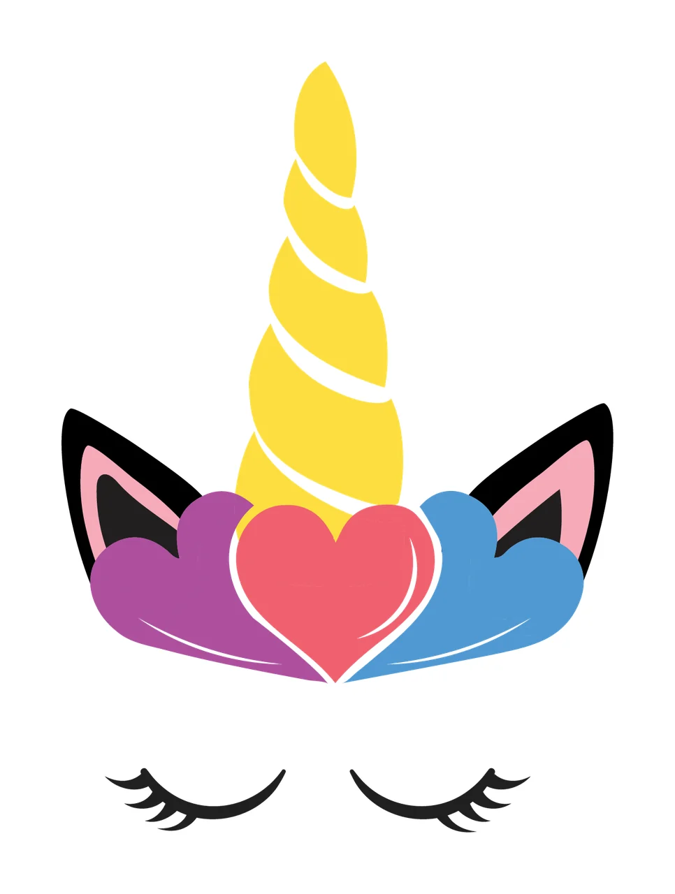 Unicorn Silhouette With Heart Decoration standing horn ears