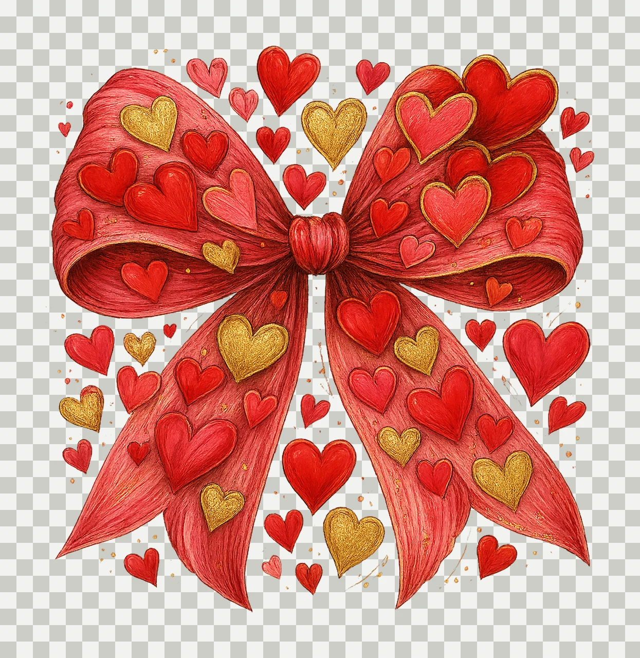 Valentines Day Coquette Bow Retro Heart Design Variation A transparency and detail preview thumbnail