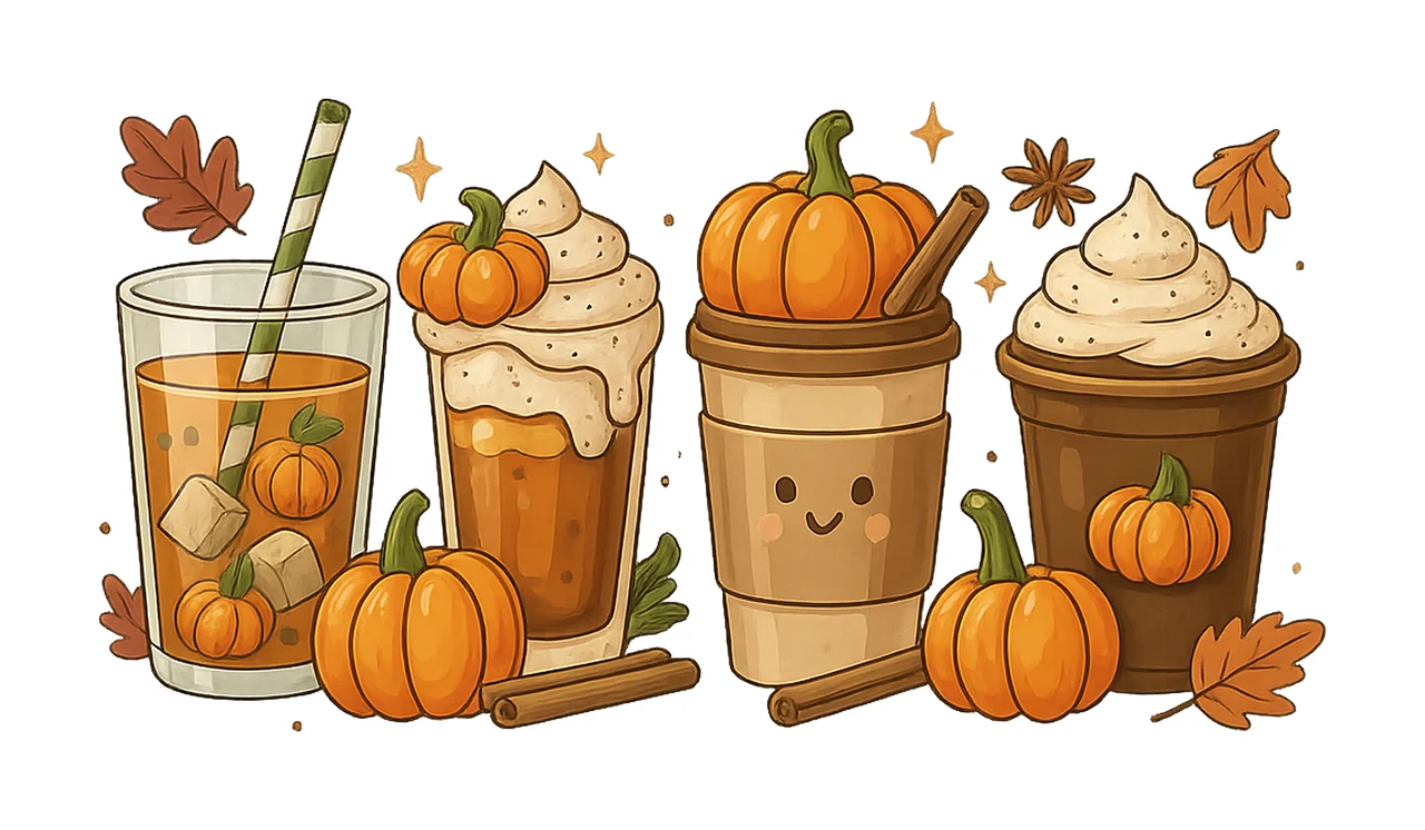 Fall Coffee Design Autumn Pumpkin Spice Latte Cozy Season