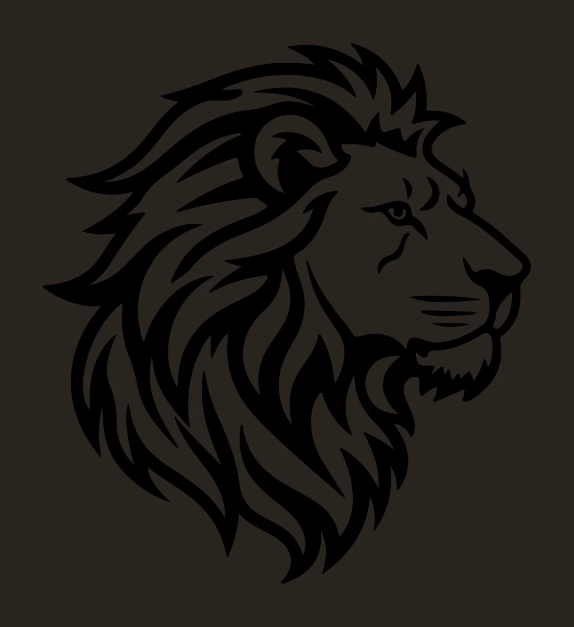 Lion Head Black Profile Silhouette mane white animal side view contrast preview thumbnail