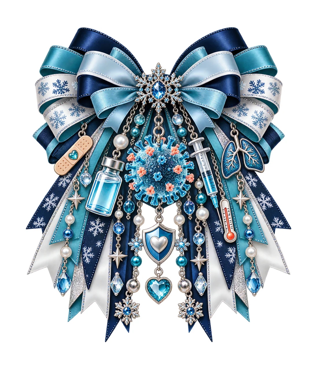 Influenza Vaccination Awareness PNG, Syringe and Vaccine Vial Coquette Bow, No Text Sublimation Clipart, Transparent Digital Download
