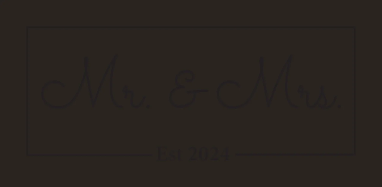Mr. & Mrs. Est 2024 Rectangular framed typographic design with black cursive 'Mr ' '&' 'Mrs ', black serif 'Est 2024' and thin black rectangular border in white contrast preview thumbnail