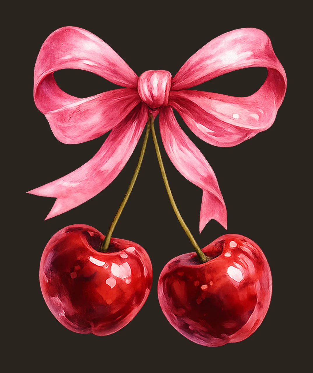 Cherry Bow Preppy Pink Bow Design Coquette Aesthetic Girly contrast preview thumbnail