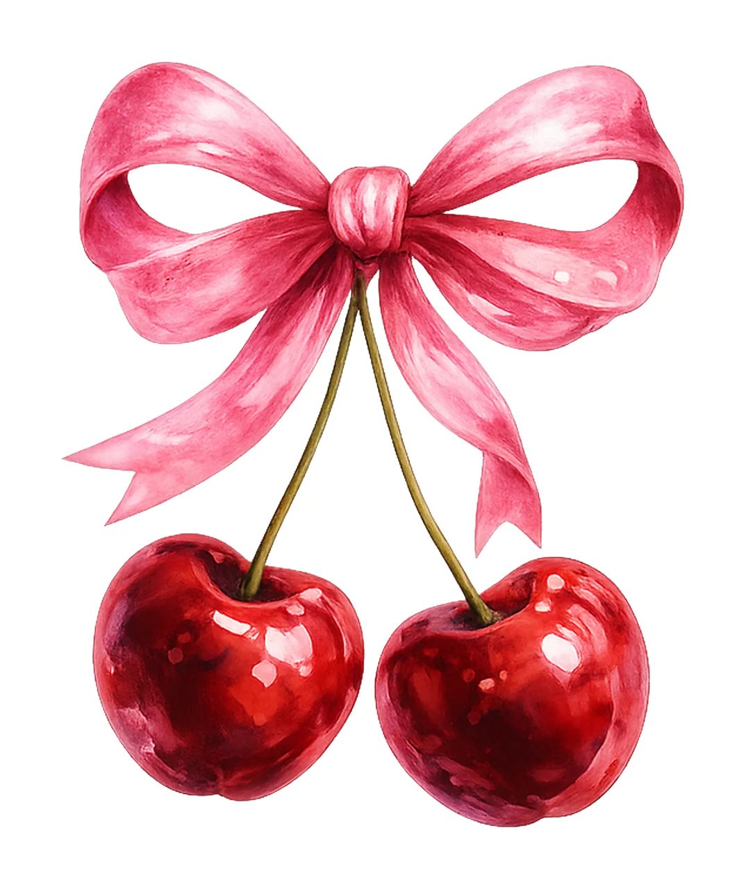 Cherry Bow Preppy Pink Bow Design Coquette Aesthetic Girly