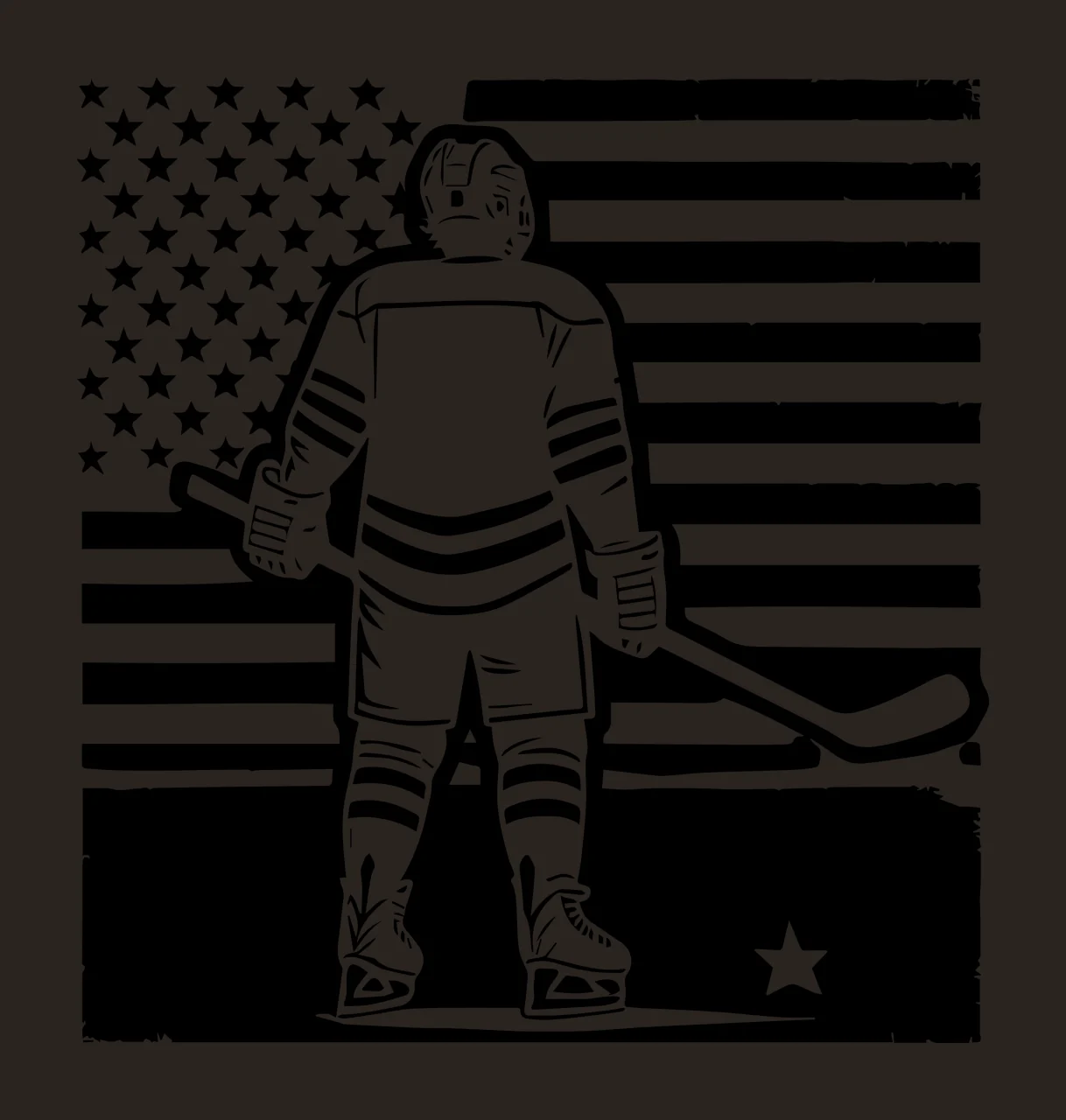 Hockey Player Facing Stars And Stripes standing stick star contrast preview thumbnail