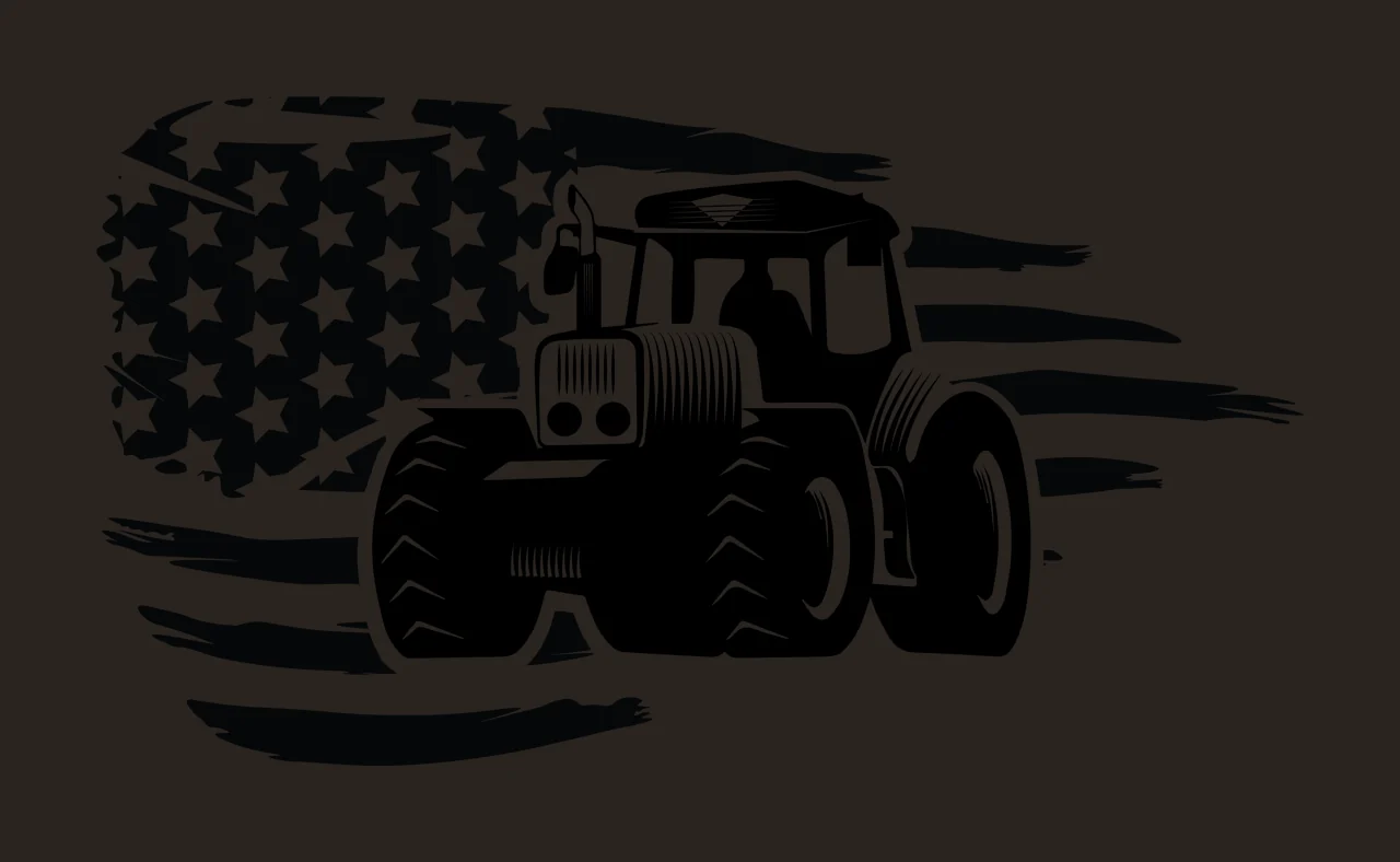 Tractor Flag Silhouette On Tattered stencil black white monochrome contrast preview thumbnail