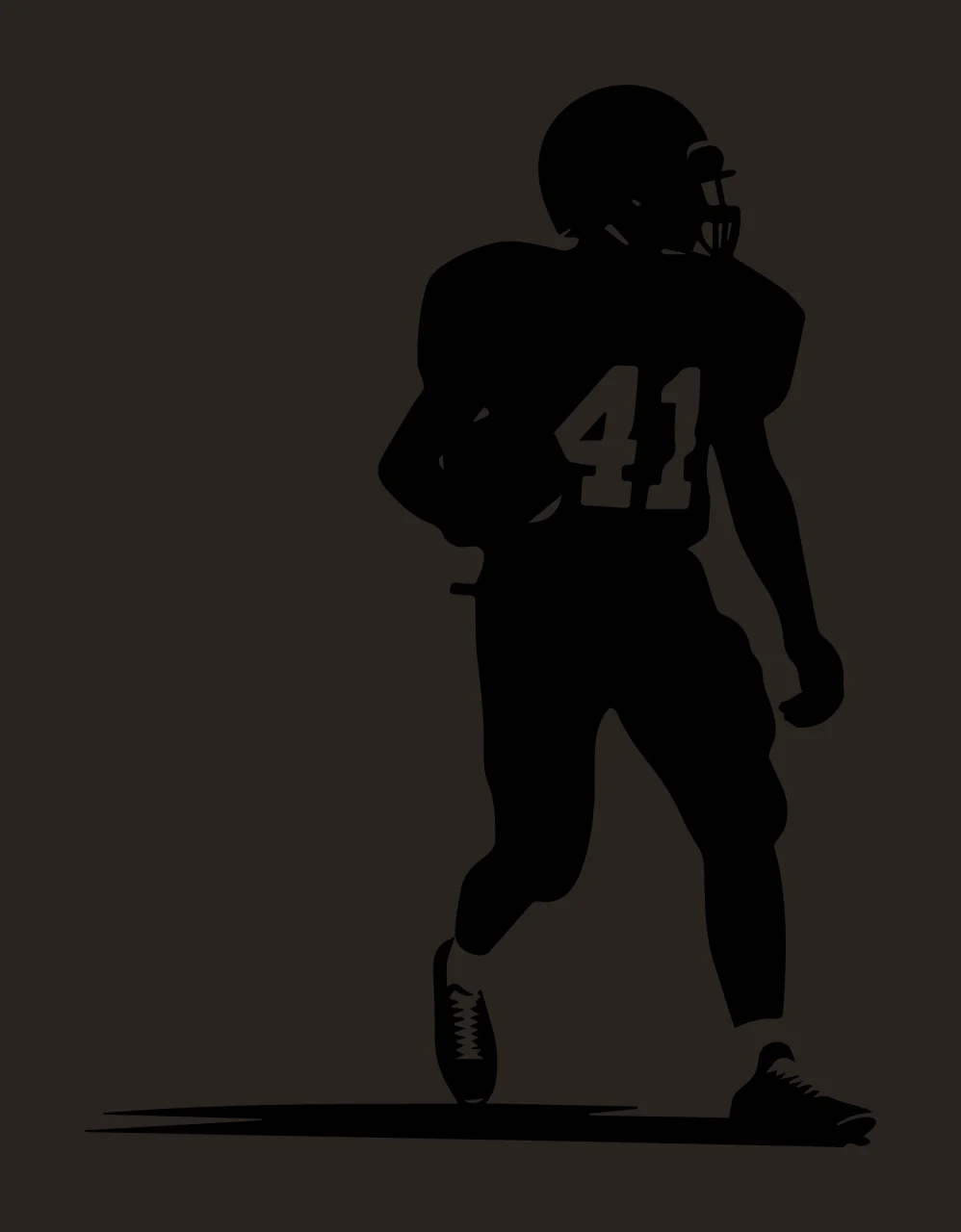 Football Player 41 Black Silhouette Running helmet uniform contrast preview thumbnail