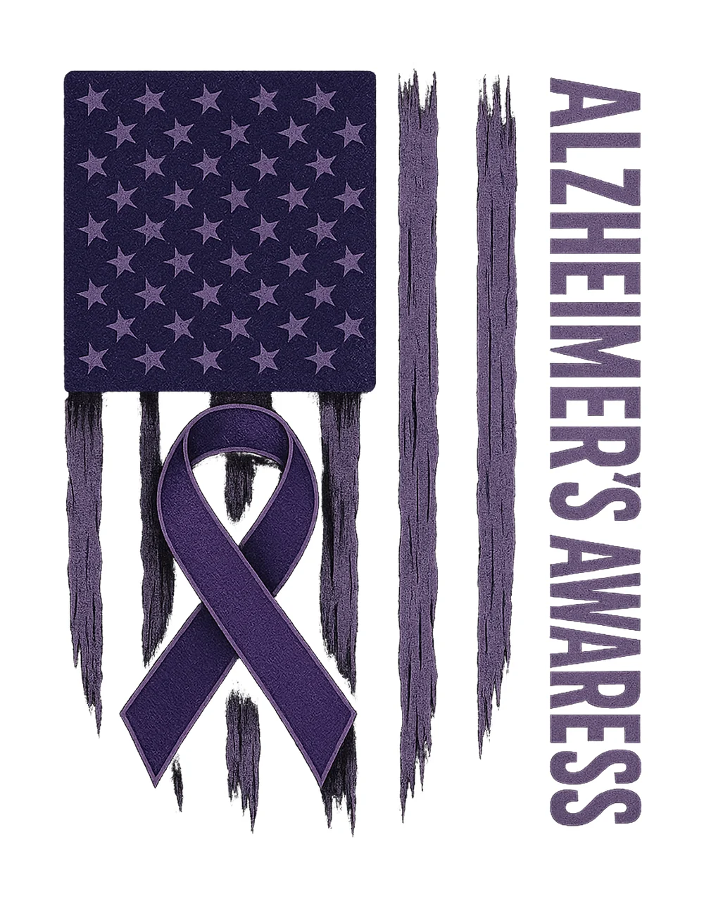 Alzheimers Awareness Ribbon Alzheimer Warrior Support Purple