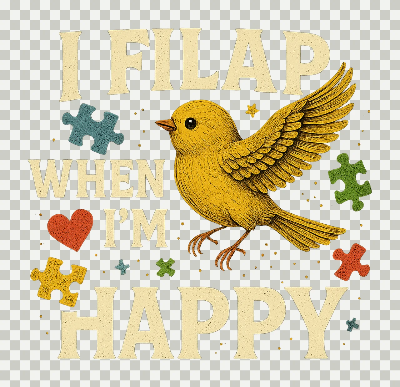 Autism Awareness Get Flappy When Happy Design Support Autism transparency and detail preview thumbnail