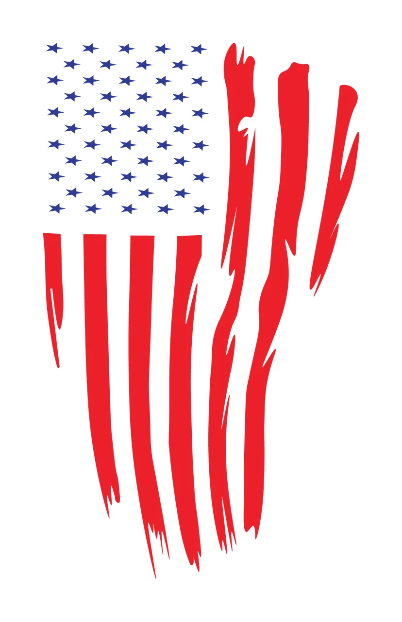 Flag Torn Vertical American Graphic ripped stars stripes black