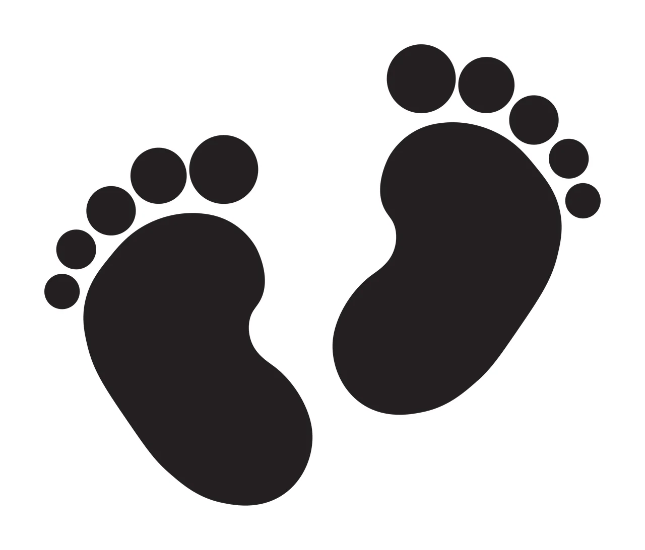 Feet Pair Of Baby Footprints Black Graphic white silhouette