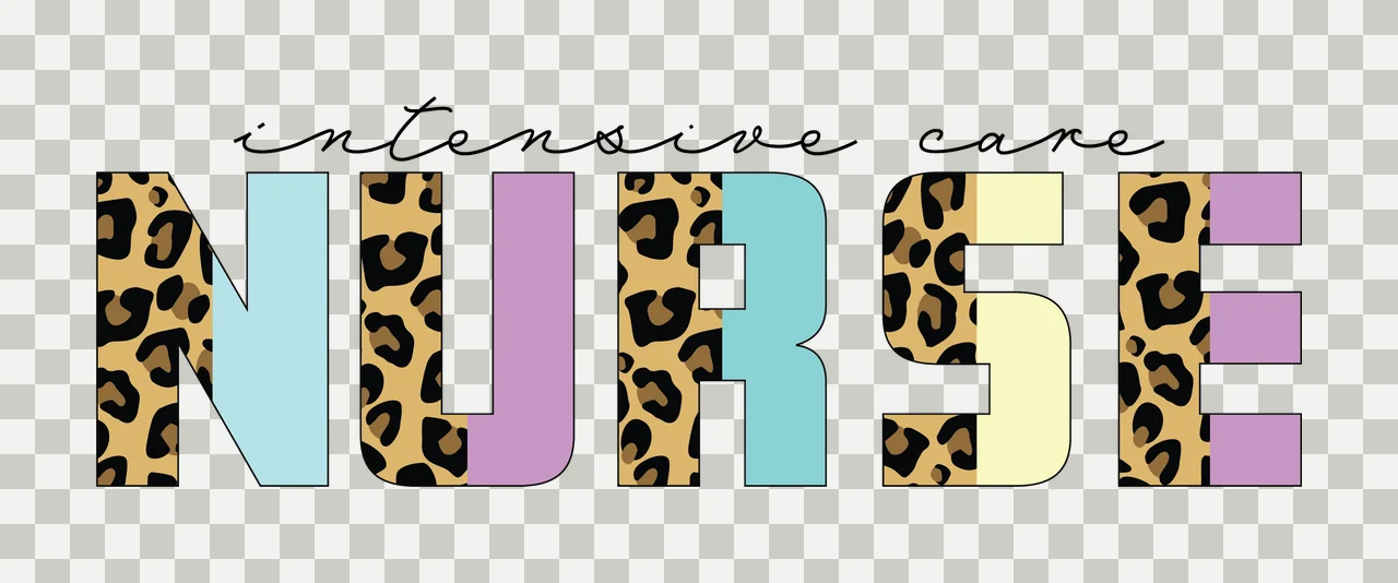 Intensive Care Nurse Text With Pattern black white isolated transparency and detail preview thumbnail