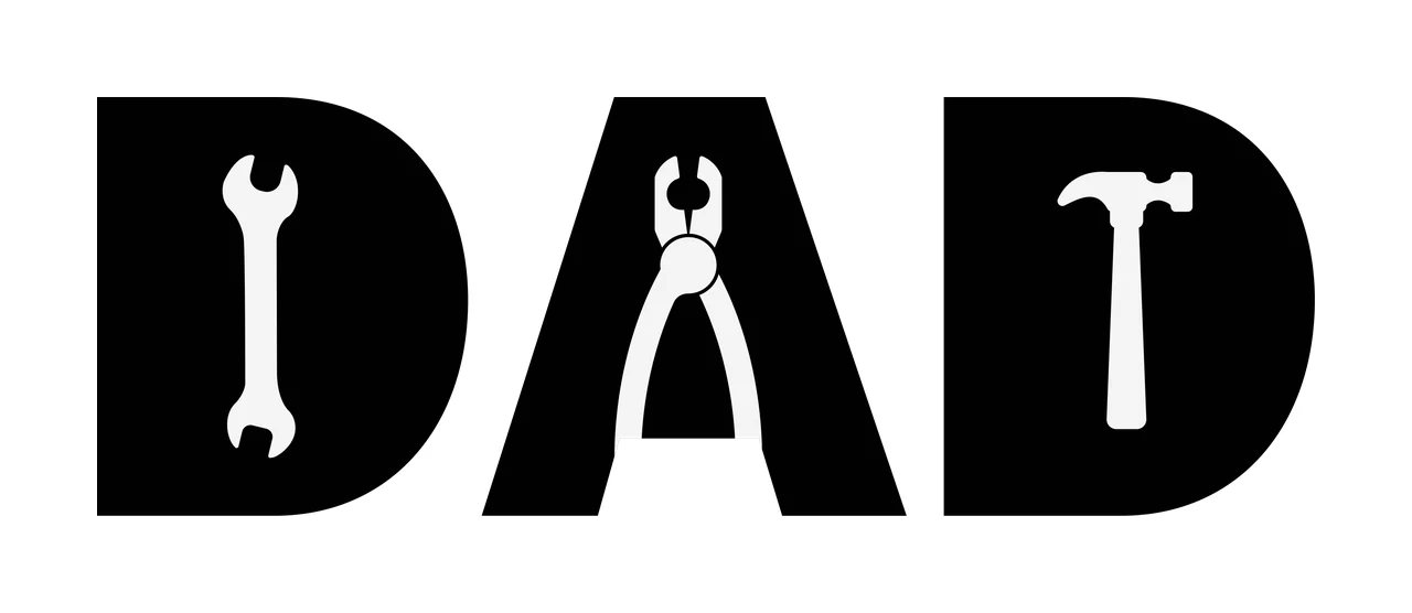 Dad Bold Black Sans Serif Letters Spelling minimalist typography