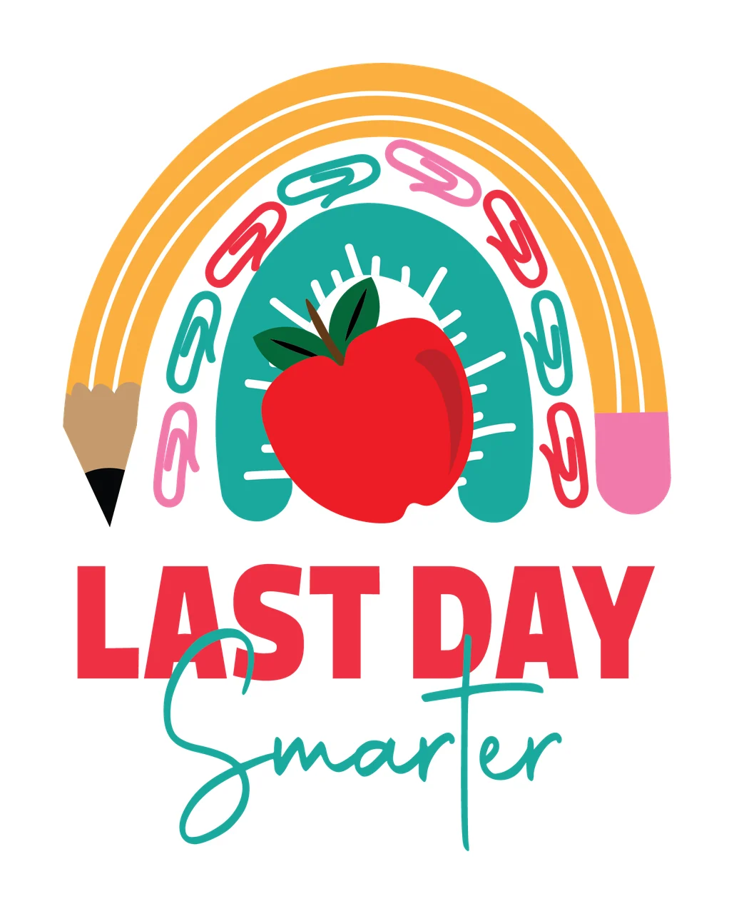 Last Day Smarter Rainbow Paperclips Curve apple black plain