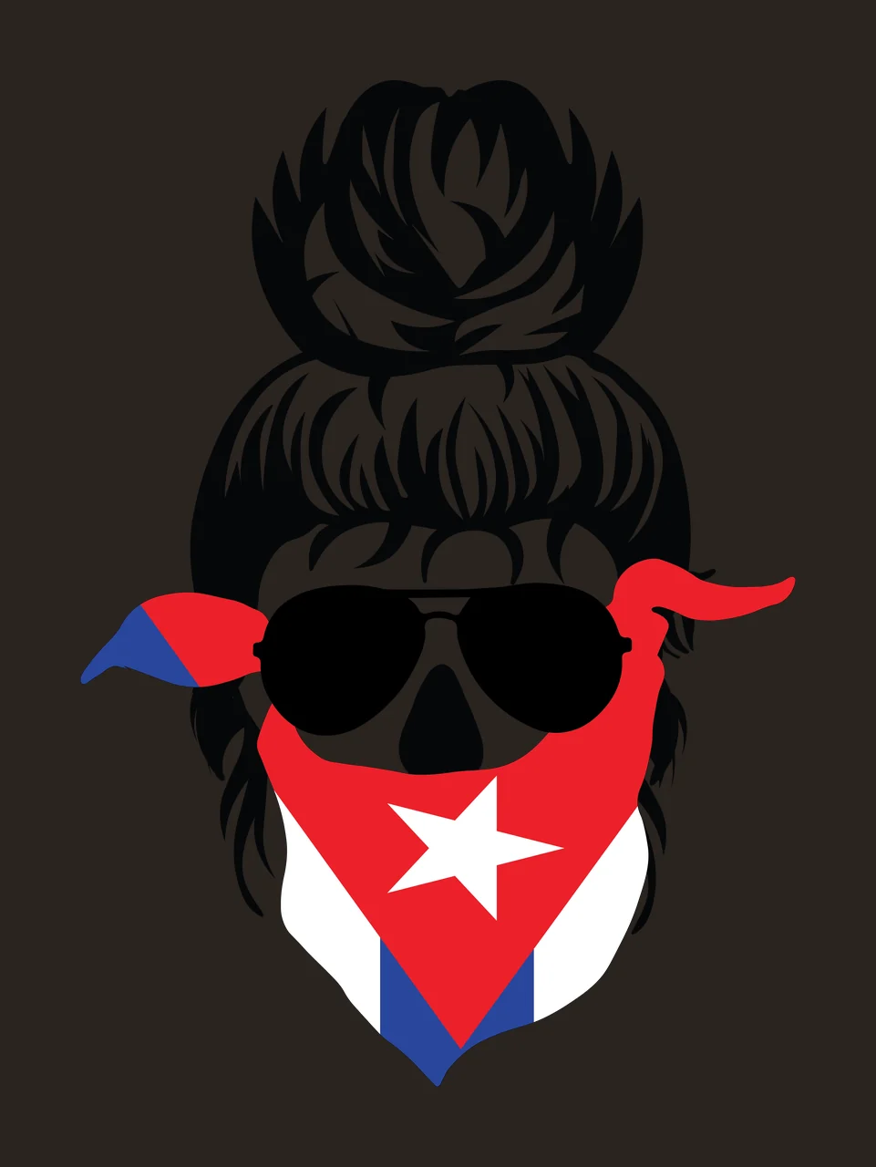 Skull Bandana With Sunglasses Topknot Hair silhouette graphic contrast preview thumbnail