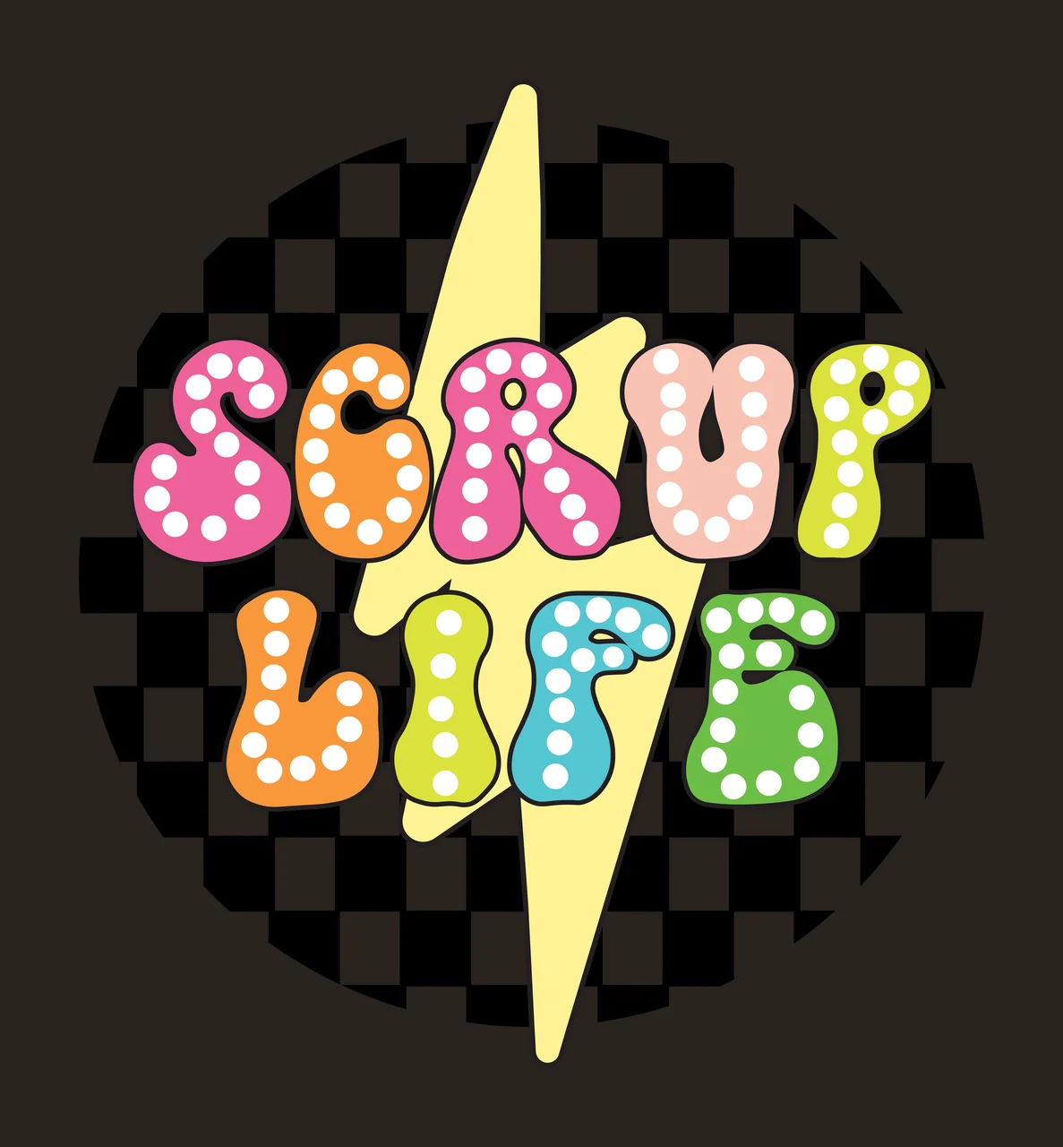 Lightning Bolt Over Checkerboard Background centered geometric contrast preview thumbnail
