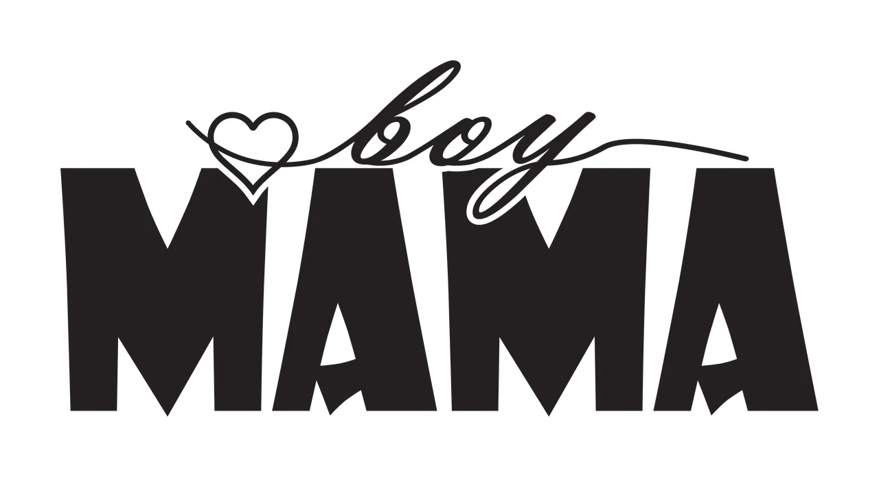 Boy Mama Black Text Reading With A Heart typography white plain