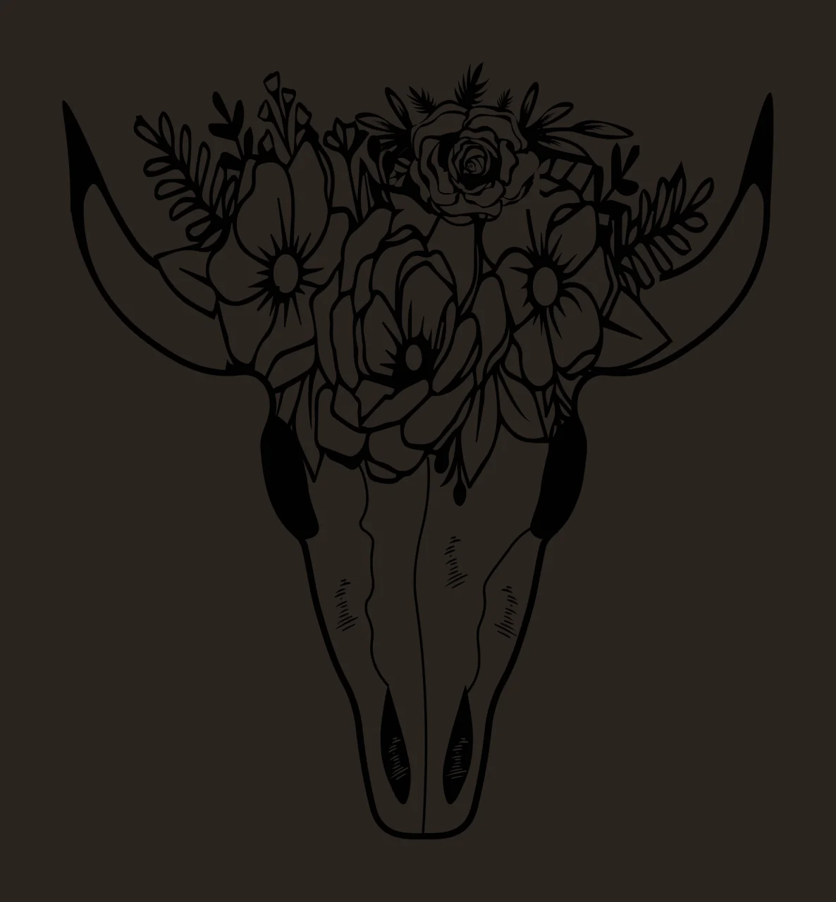 Can Glass Wrap Bull Skull With Flower Crown flowers leaves contrast preview thumbnail