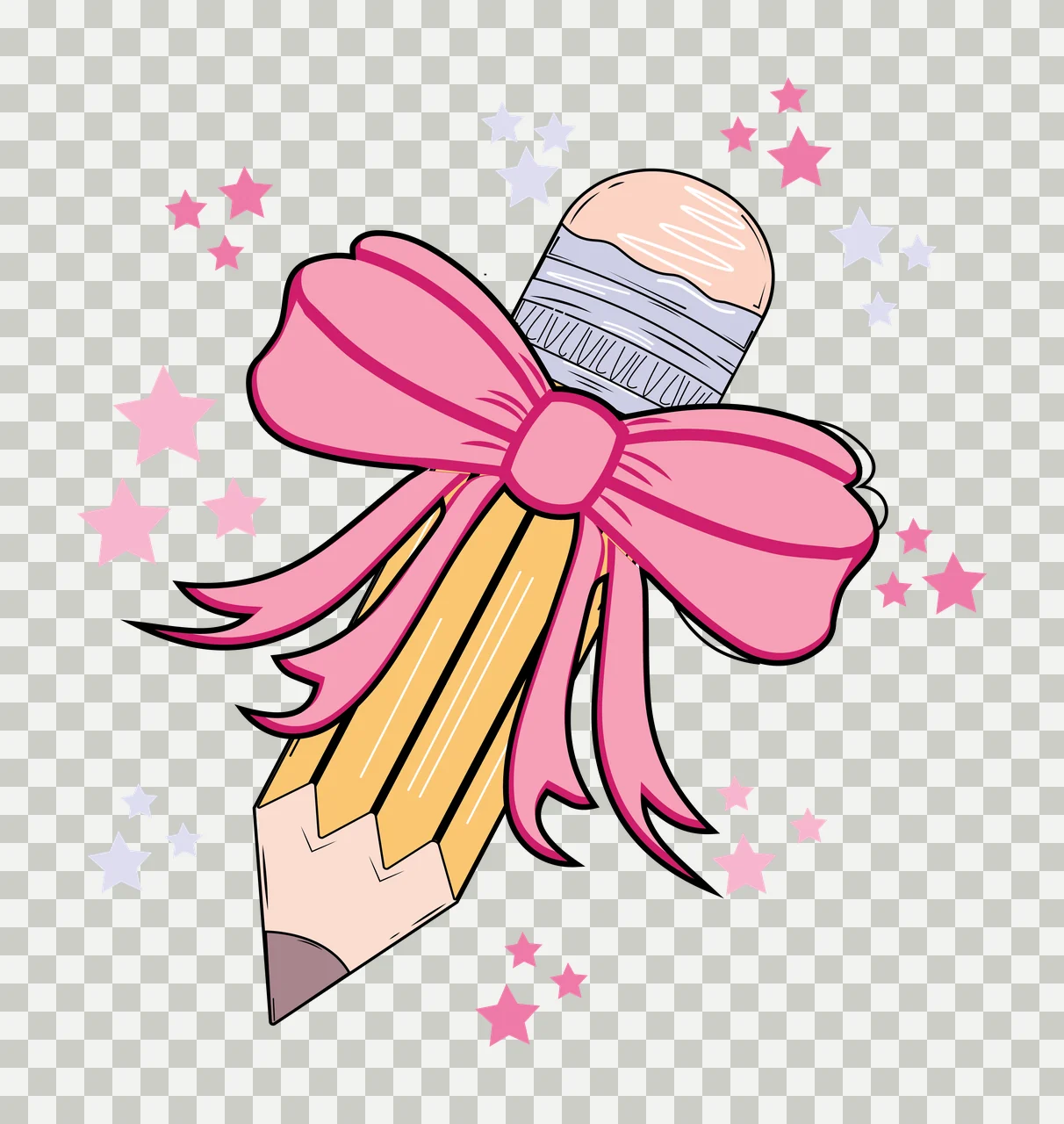Ribbon Bow With Scattered Stars Graphic floating star minimalist transparency and detail preview thumbnail