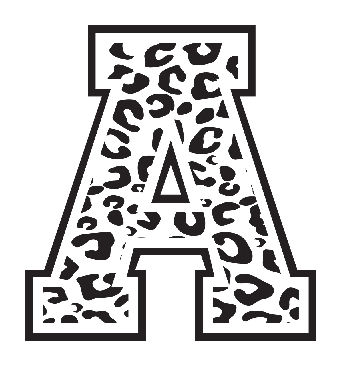 Black Varsity Half Font Leopard Character 36 print animal cheetah