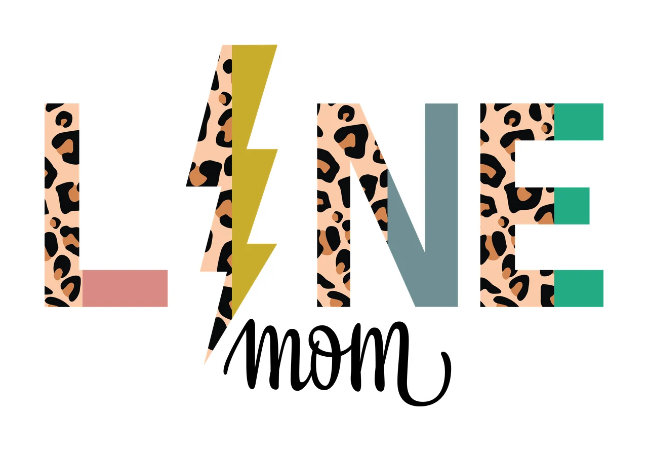 Line Mom Leopard Text With Lightning typography decorating