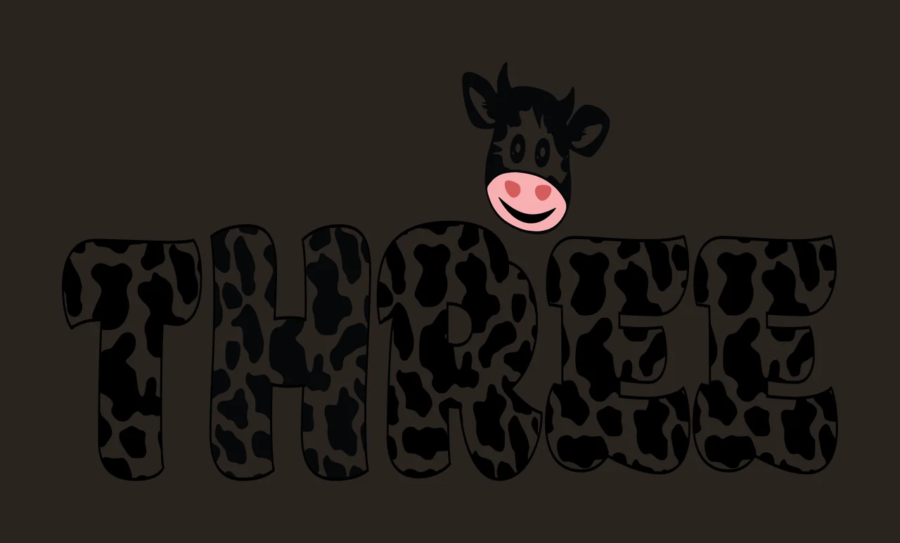 Cow Three Text With Print Pattern cartoon black white animal contrast preview thumbnail