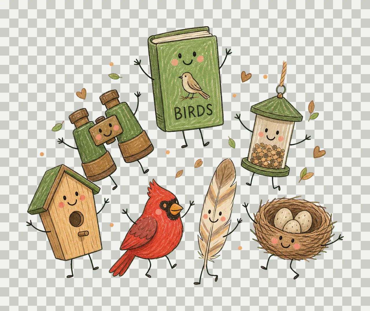 Bird Watching Doodle Crew Cute Birdwatcher Variation D transparency and detail preview thumbnail